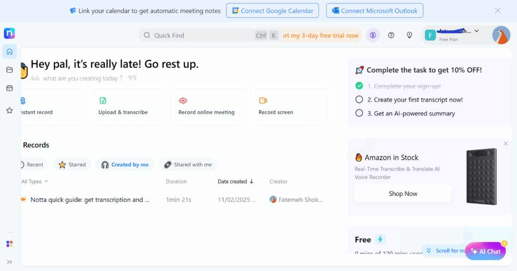 جزوه ‌نویسی با هوش مصنوعی Notta 
